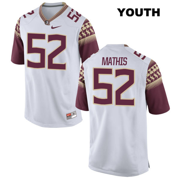 Youth NCAA Nike Florida State Seminoles #52 Jamario Mathis College White Stitched Authentic Football Jersey QZU7869FZ